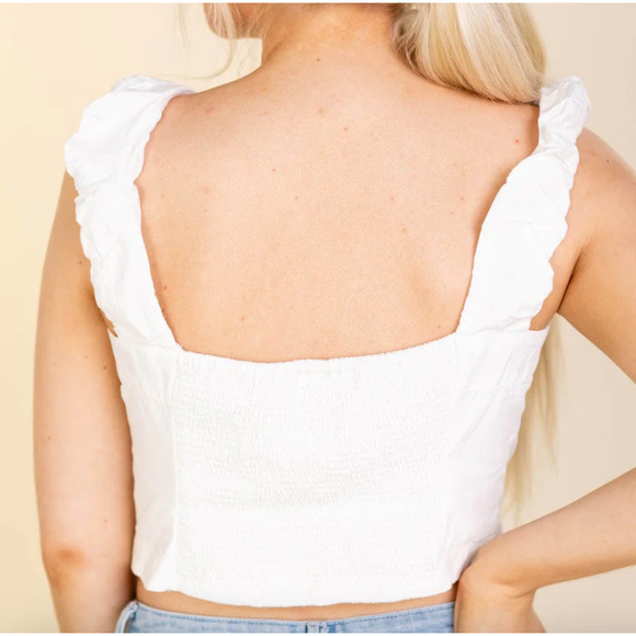 Free People cropped ASHLEY TANK TOP | Size L White, NEW N1 - Picture 6 of 8